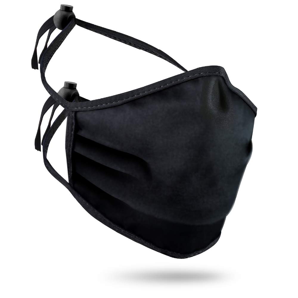 PURIAN Black Tie Behind Mask with Cord Locks For All Day Use